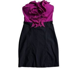 Body Central Pink Ruffled Strapless Sheath Dress